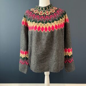 Vince Camuto Gray Sweater with Pink and Green Accents